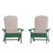 Merrick Lane Riviera Set of 2 Weather Resistant Adirondack Patio Chairs With Vertical Lattice Backs and Comfort Foam Cushions